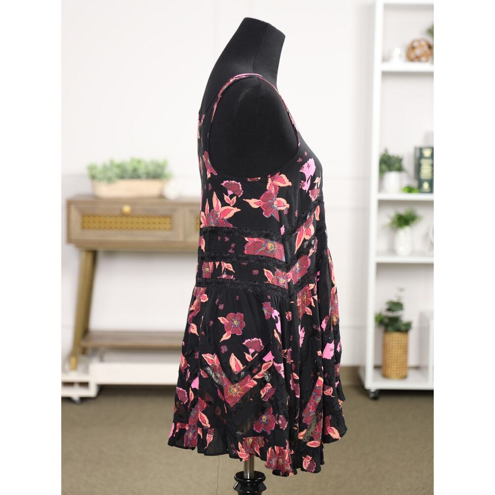Whimsigoth Boho Fairycore Free People Voile Lace Floral Trapeze Mini Dress XS - Picture 7 of 14